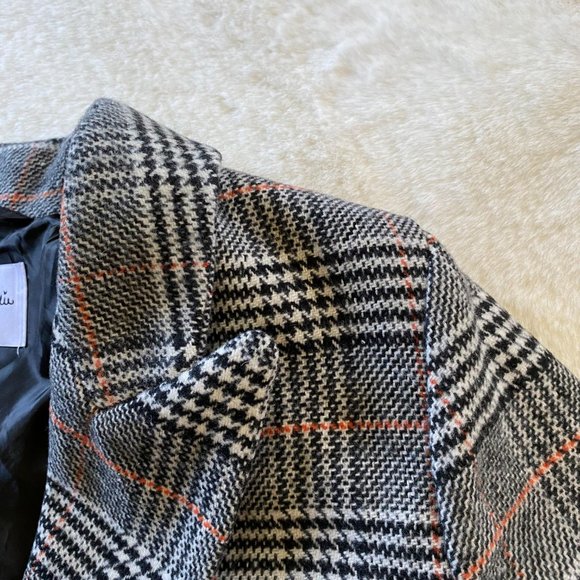 Kendall & Kylie Black & Brown Plaid Menswear-Inspired Winter Coat NWT MSRP $180 - Picture 5 of 16